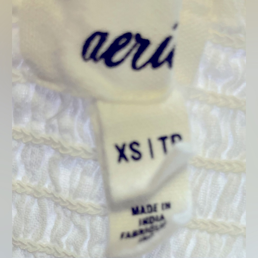 SOLD-Aerie White Gauze Romper - Breezy Knot Tie Front - Smocked -Size XS/TP - Picture 5 of 11